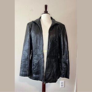 SOLD ‼️ Vintage Black Leather Patchwork Jacket